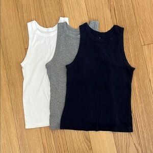 Target A New Day Slim Fit Ribbed Tanks - Set of 3 in White, Gray, Navy